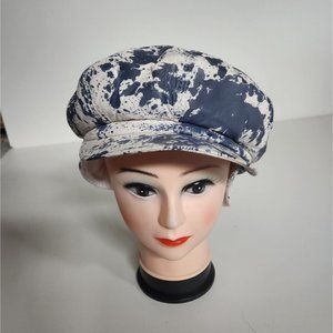 - CANNES | Leather cap hat shearling tie dye white navy